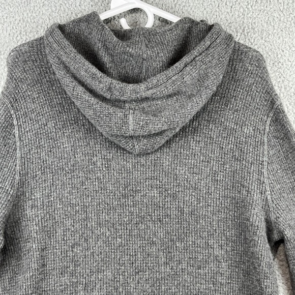 Polo Ralph Lauren Mens L Washable 100% Cashmere Hoodie Grey Waffle Knit Sweater - Picture 7 of 13
